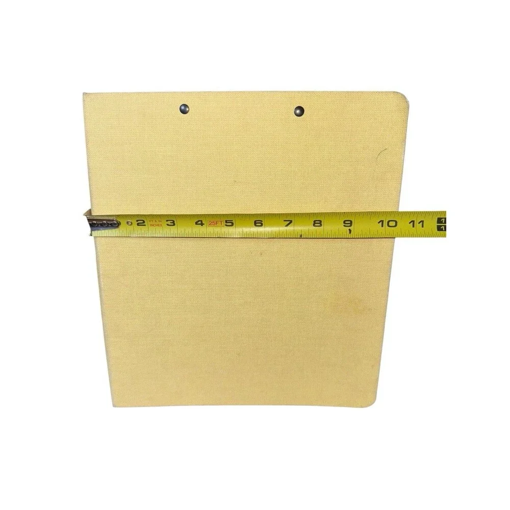 Vintage Pen-Tab 3 Ring Binder Yellow Clip Board Cloth School Portfolio Calendar